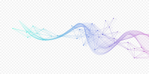 Modern digital technology background design with molecular plexus lines and dots. Futuristic network connection. Abstract mesh, big data technology, ai, science, cyberspace.