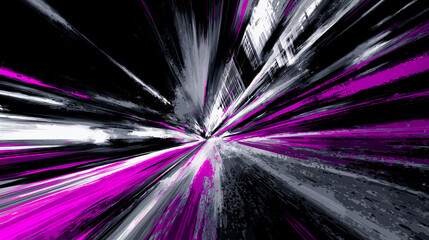 紫とモノトーンのスピードグリッチライン	