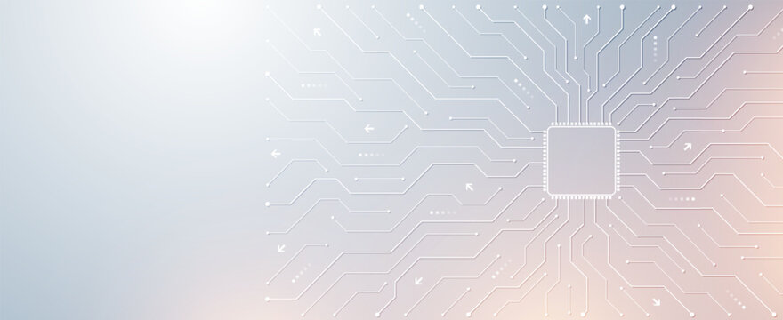 Motherboard technology circuit board background texture design. Creative idea AI banner concept for internet technology. Digital motherboard concept for poster, cover, banner, header, web template