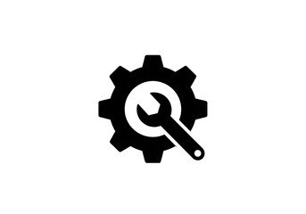 Modern gear and wrench icon for maintenance and repair services