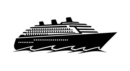 Obraz premium Black Silhouette of Luxury Cruise Ship.