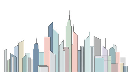 Obraz premium Colorful City Skyline with Modern Buildings.
