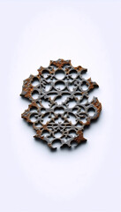 A minimalist rust lace fragment on white, Ai generated image