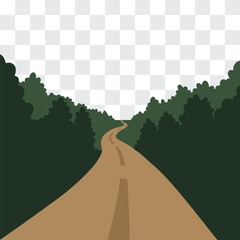 Country Road Silhouette with Trees