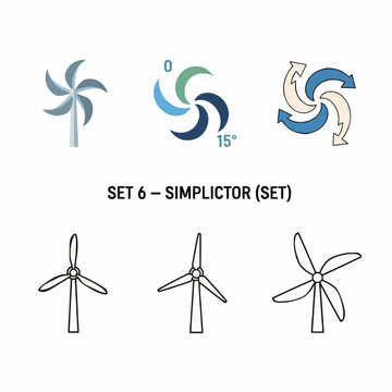 Wind turbine icons for renewable energy and sustainable power solutions
