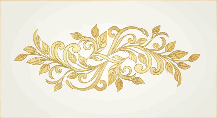 Golden Floral Ornament with Leaves and Vines. © time