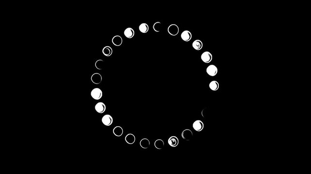 circle frame on black background animation video. loading. progress.