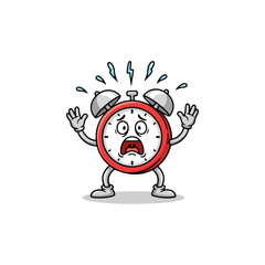 Fototapeta premium Scared alarm clock cartoon character illustration.