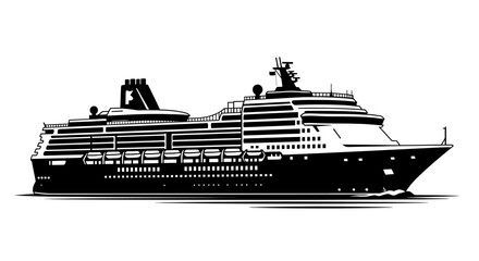 Obraz premium Luxury Cruise Ship Illustration on White Background.