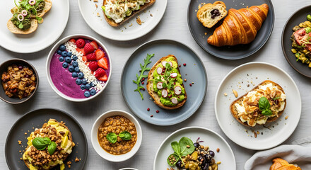 Aesthetic flat lay food photography