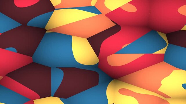 Abstract Colorful Tiles Generating Dynamic Shapes in Bright Studio Lighting