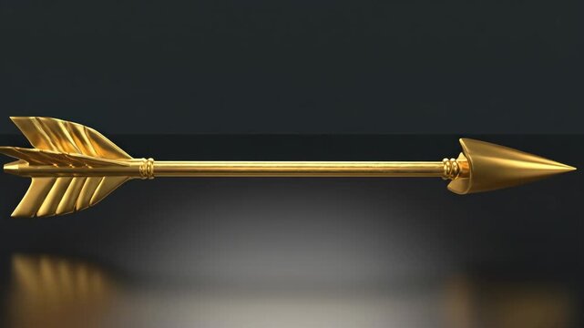 Powerful gold arrow on rising bar chart pointing toward financial target, symbolizing positive economic growth, ultimate success, and determined path to wealth