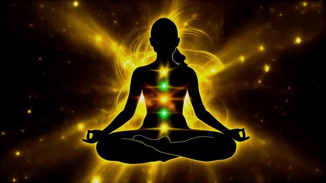 Cinematic Manipura Chakra Meditation Visual with Radiant Yellow Solar Energy Waves 4K