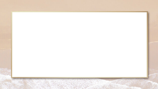 Png blank gold frame rectangle design space on beige