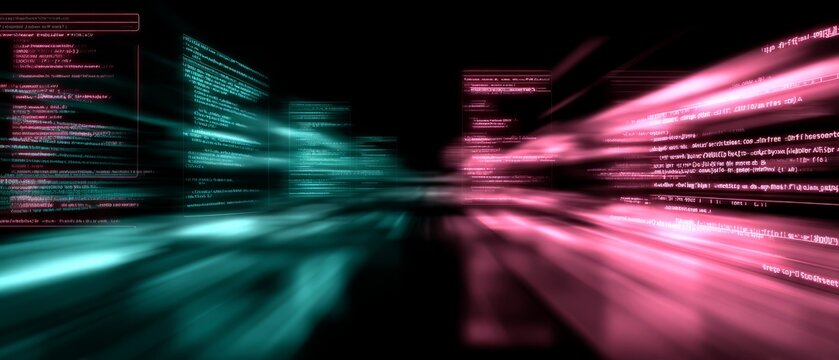 Futuristic data stream in digital cyberspace