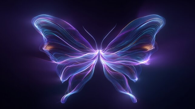 Glowing abstract butterfly made of light trails