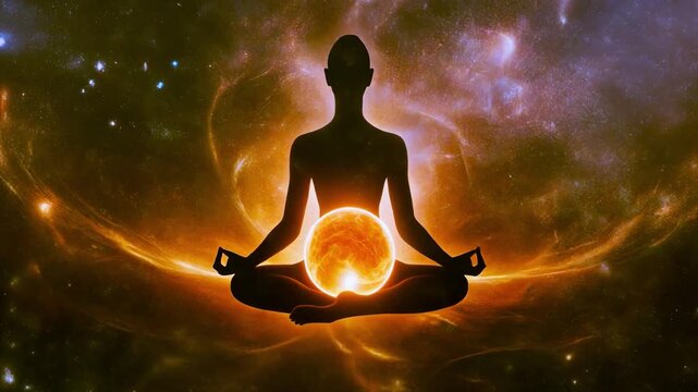 Spiritual Metaphysical Video of Orange Energy Sphere Below Navel with Expanding Aura 4K