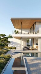 Modern Minimalist Luxury House Exterior Ultra Realistic 3D Architectural Visualization