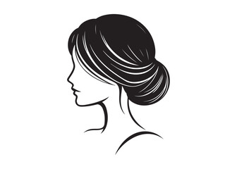 girl coiffure logo silhouette vector, woman hairstyle logo silhouette illustration, hair salon logo icon vector silhouette, beauty long hair woman logo silhouette coiffure beauty woman long hair