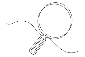 Research magnifying glass symbol continuous outline drawing simple style element