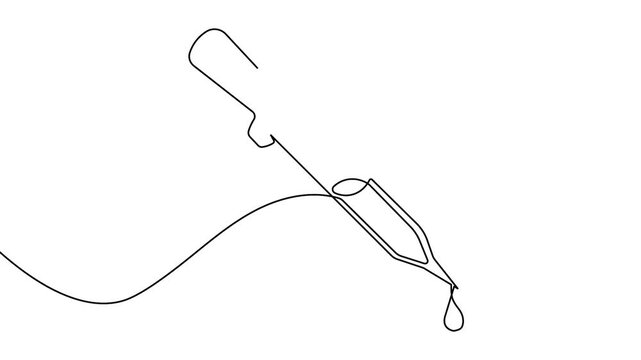 Animated laboratory pipette one line drawing minimalist chemistry motion loop video art