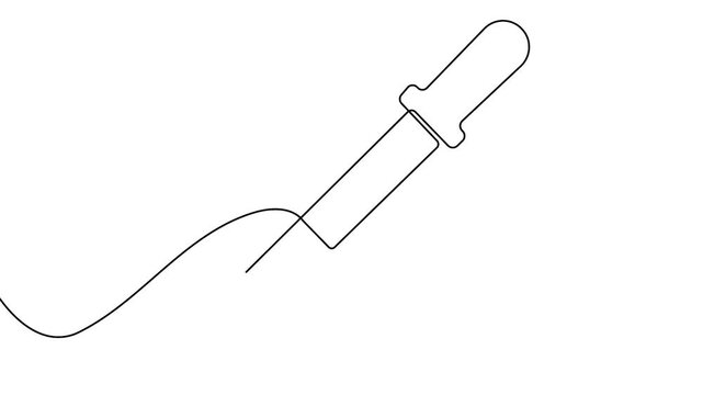 Minimalist science pipette icon continuous line drawing loop animation for lab research