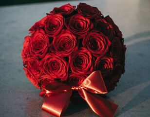 Elegant Red Rose Bouquet &ndash; Romantic Floral Arrangement on White Background