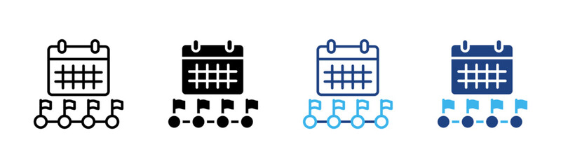 Milestone Planning icon set multiple style collection