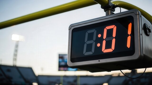 Digital Timer Display Showing 1 Minute Count Down at Sports Venue