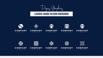 Obraz premium Circular Star Style Logo Icon Set 