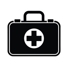 Fototapeta premium First Aid Survival Kit Silhouette Icon Vector Illustration