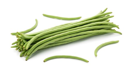 Obraz premium Fresh Green Beans on White Surface