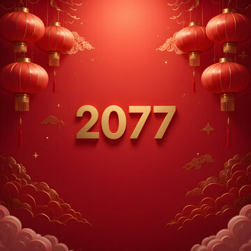Chinese New Year 2077 Festive Background
