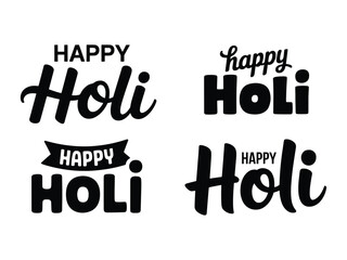 Happy Holi Festival Typography design in a white background. Happy Holi Silhouette text. Holi, happy Holi, text, typography   © mir nahid