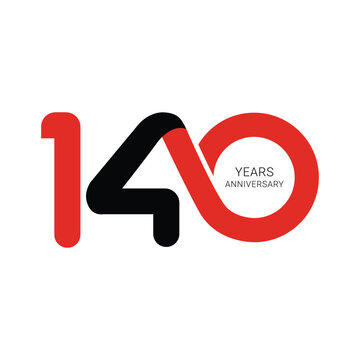 140, 140 Years Anniversary Logo, Orange Colour, Vector Template Design element for invitation, Anniversary, greeting card illustration.