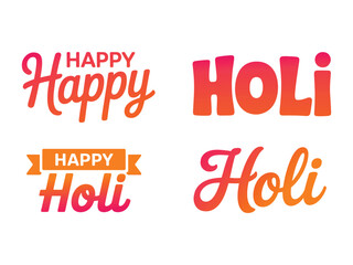 Fototapeta premium Happy Holi Festival Typography Text with Colorful Paint Splashes. Happy Holi text. Vector illustration.
