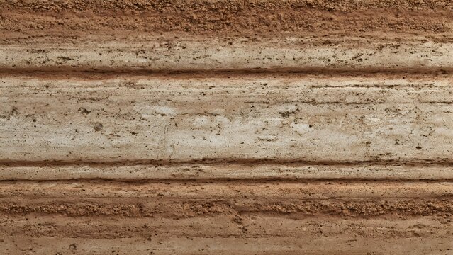 Rammed earth wall texture with natural layered patterns
