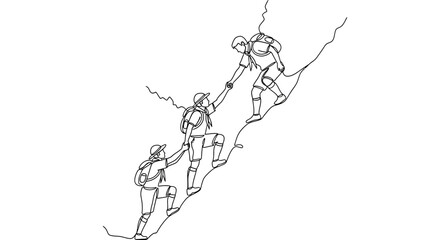 Obraz premium teamwork climbing mountain, helping hand
