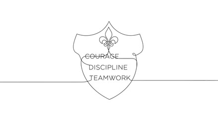 shield with courage discipline team work text © Azizi