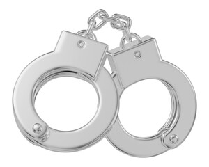 Silver handcuffs png 3D element, transparent background