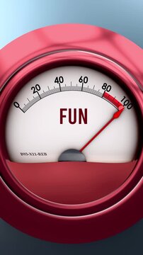 Fun and Pleasure meter that is hitting a full scale, showing a very high level of fun, overload of it, too much of it. Maximum value, off the charts.
