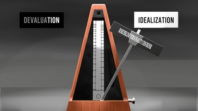 Borderline personality disorder cycles between devaluation and idealization. Visualizing a pattern of borderline personality disorder that swings between extremities: devaluation and idealization.