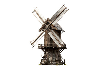Obraz premium Rustic windmill isolated on white isolated on transparent background