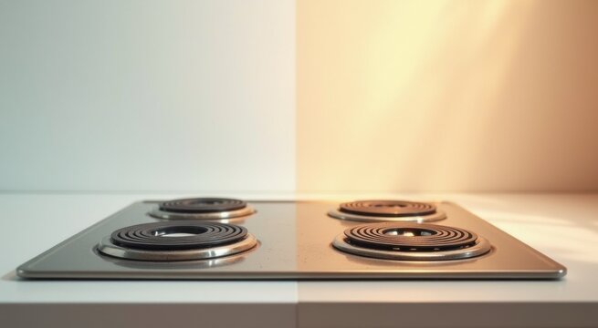 Stove top with burners on it