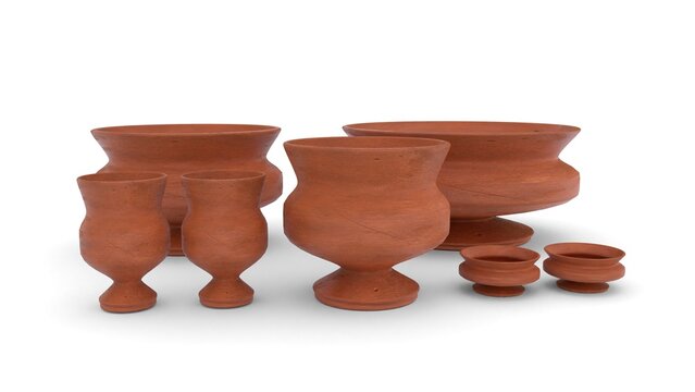 procedural pottery on white background