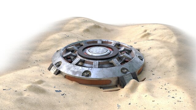 sci-fi explosive mine on white background