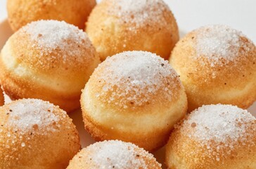 Delicious Sugar Coated Doughnut Holes, Sweet Treats Close-Up, Appetizing Dessert, Confectionery Delights, Bakery Fresh