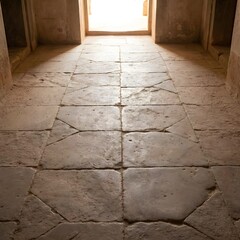 ancient stone floor in historic hallway
