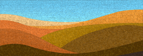 Mosaic art vector dunes landscape, graphic art template