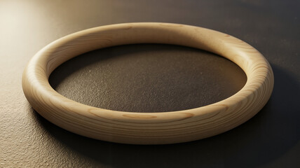 Wooden ring on dark background in natural light  